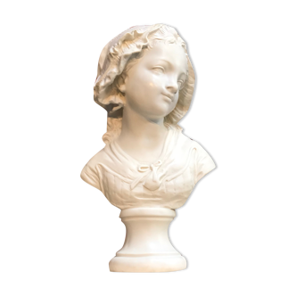 Bust of a young girl signed GRINAM NIAM Paris