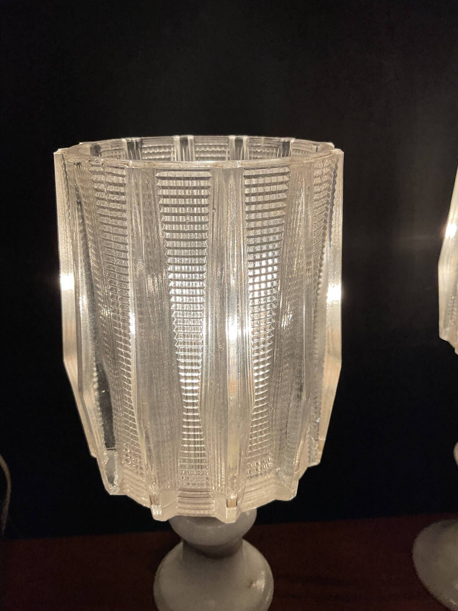 Pair of vintage lamps in marble and glass 70s