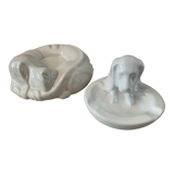 Vintage pocket vacuum duo in glazed ceramic