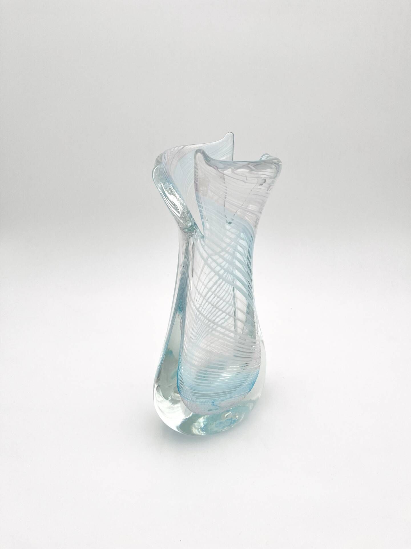 Vase Sculpture Murano Zanfirico Filigree Sommerso Blue Pink White