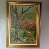 Oil on canvas landscape, 49 x 67 cm signature to be identified