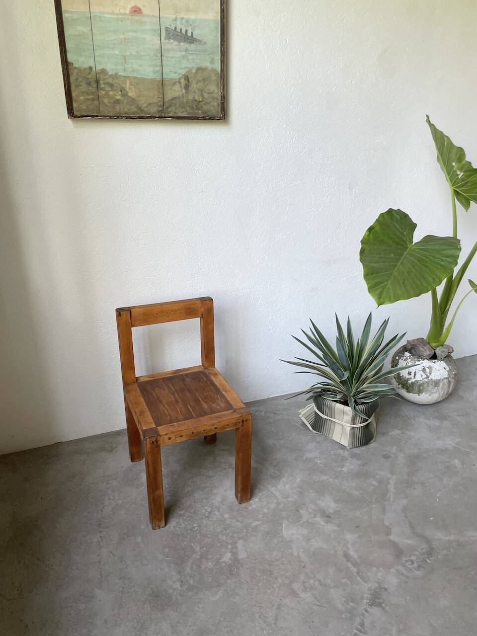 Brutalist pine chair