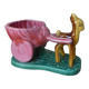 Pot, vase, small doe fawn planter pulling a vintage ceramic cart