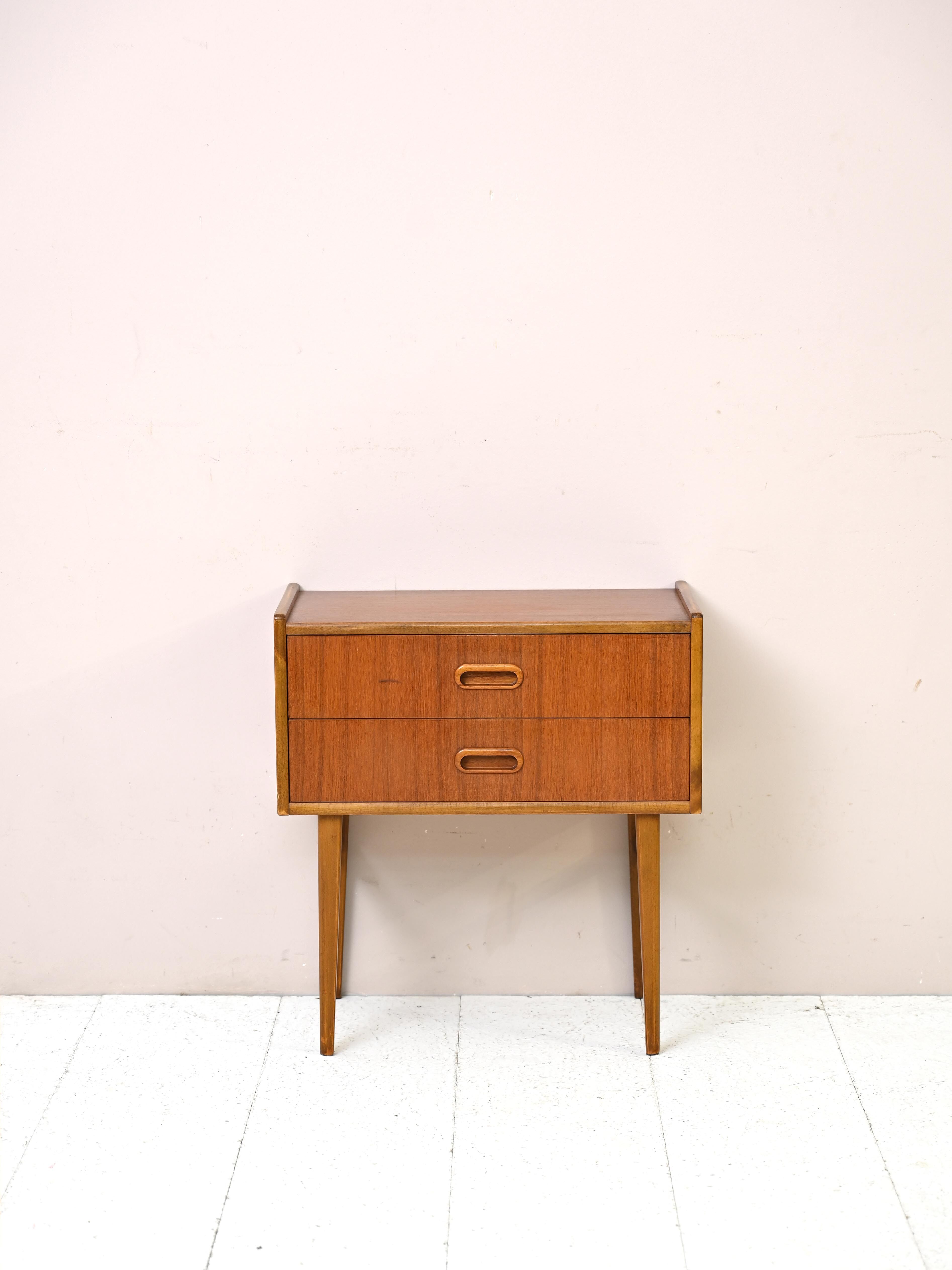 Teak nightstand with two drawers