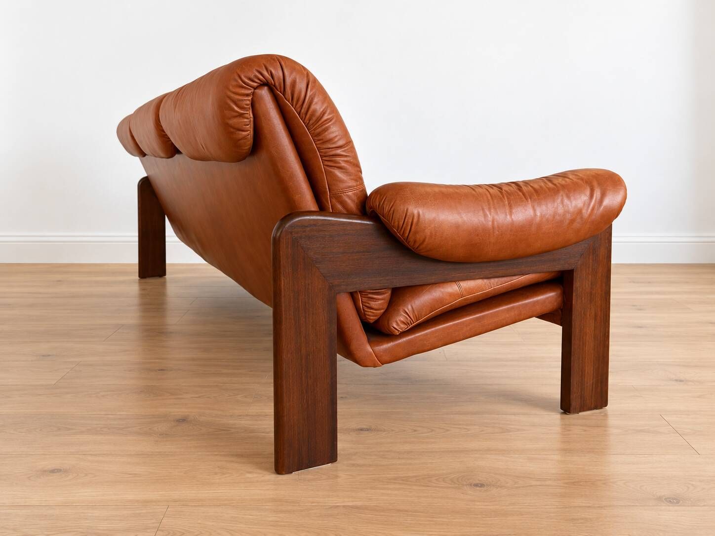 Vintage Swedish mid-century 3-person sofa in cognac leather, 1970s