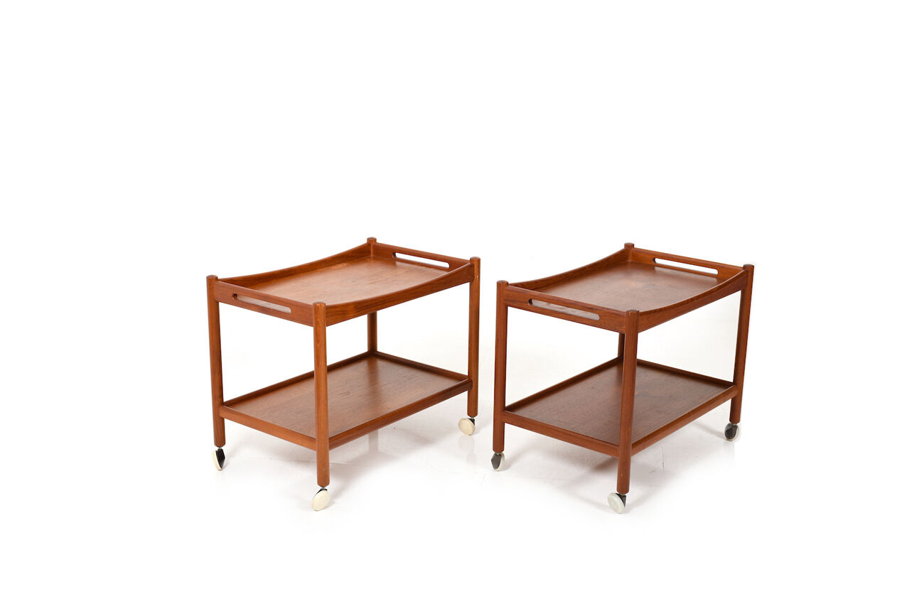 Pair serving trolleys model at-45 in teak by Hans J. Wegner 1960