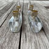 Paire de bougeoirs cristal Schneider en forme de pirogue