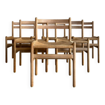 Set of 6 vintage paper cord chairs by Kurt Ostervig