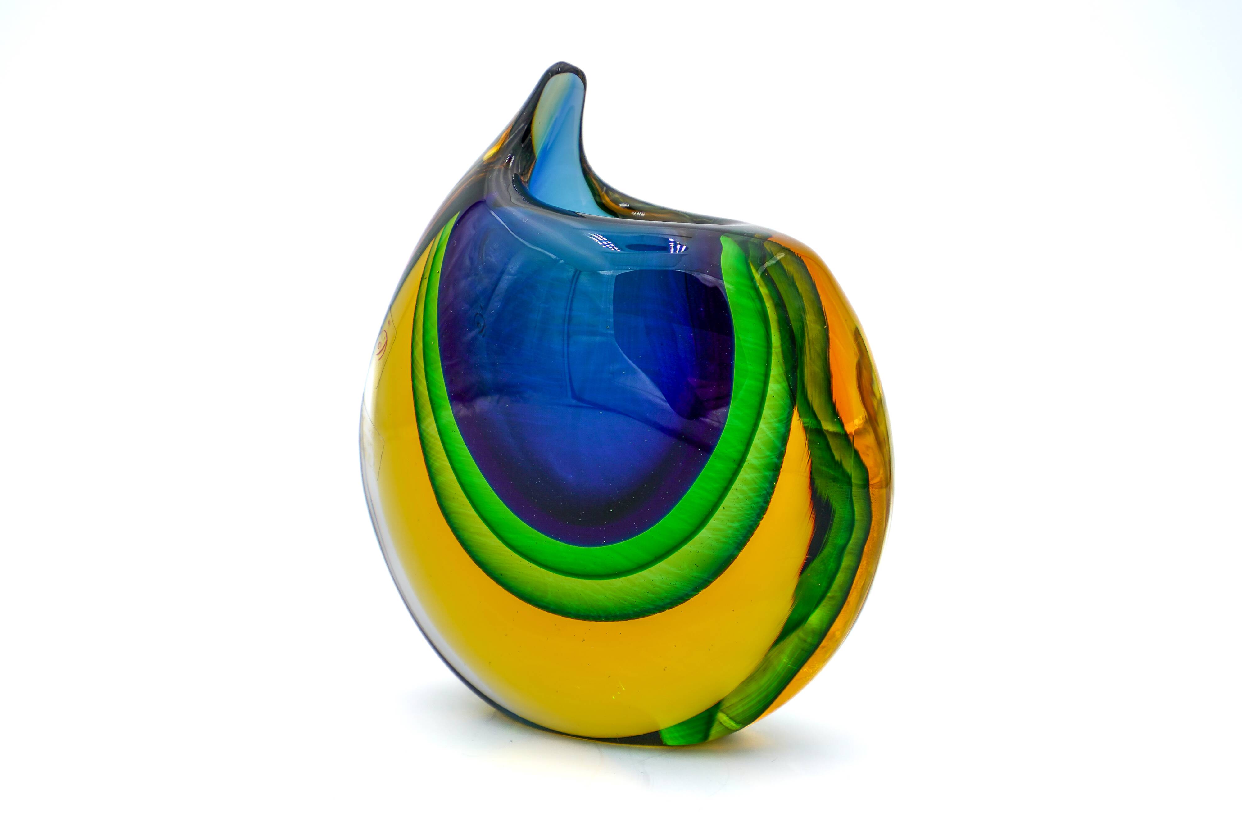 Masterpiece Murano – Vase "Sommerso" par Luigi Onesto – Signé & Étiqueté