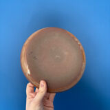 Lot of vintage 1970s beige stoneware dessert plates, handmade.