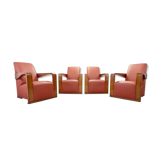 Set of 4 Art Deco Hugues Chevalier "ying" club chairs