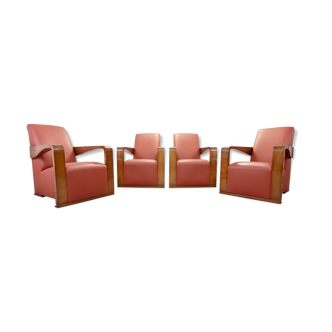 Set of 4 Art Deco Hugues Chevalier "ying" club chairs