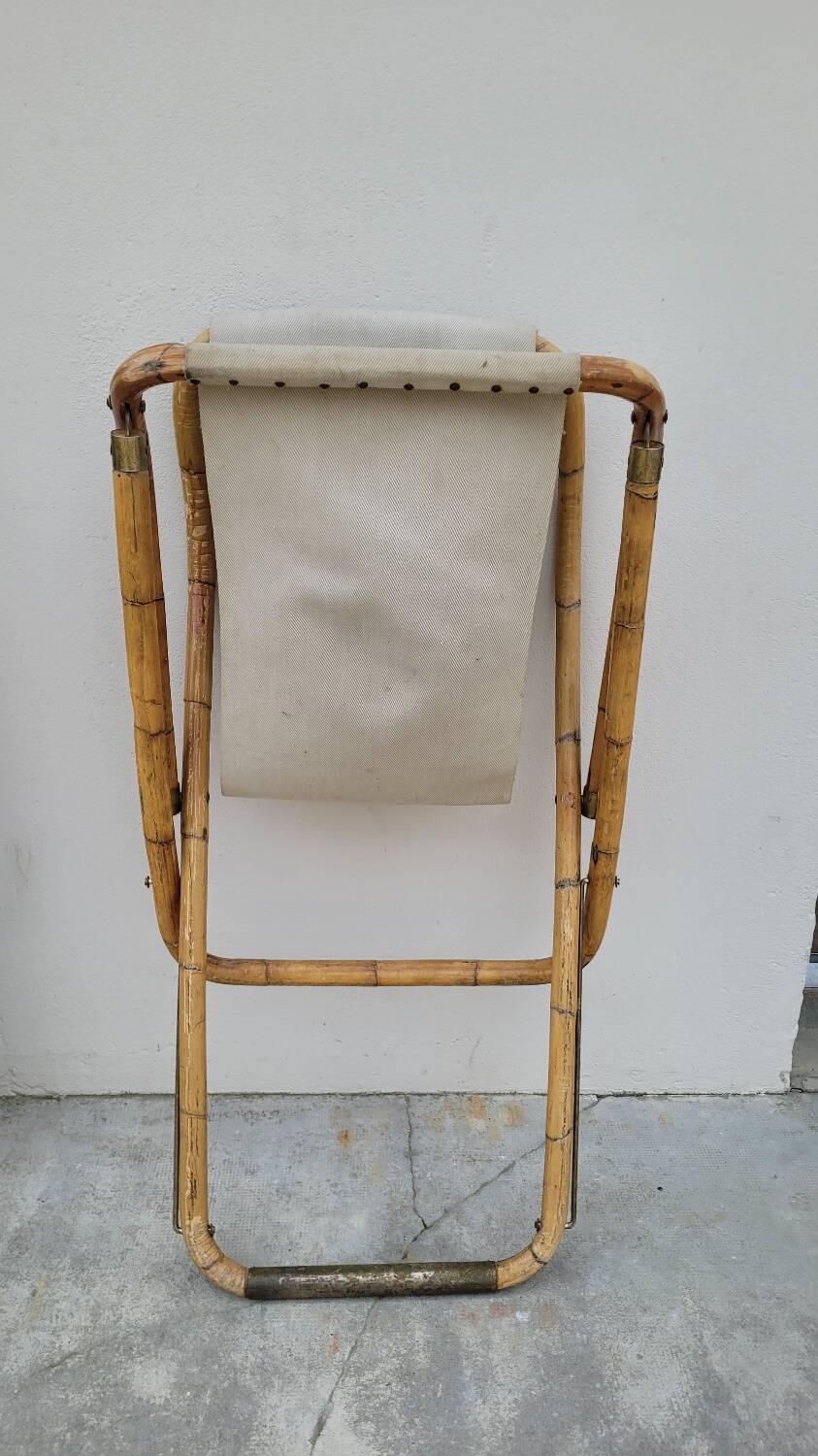 Vintage bamboo deck chair armchair 1950s Italy