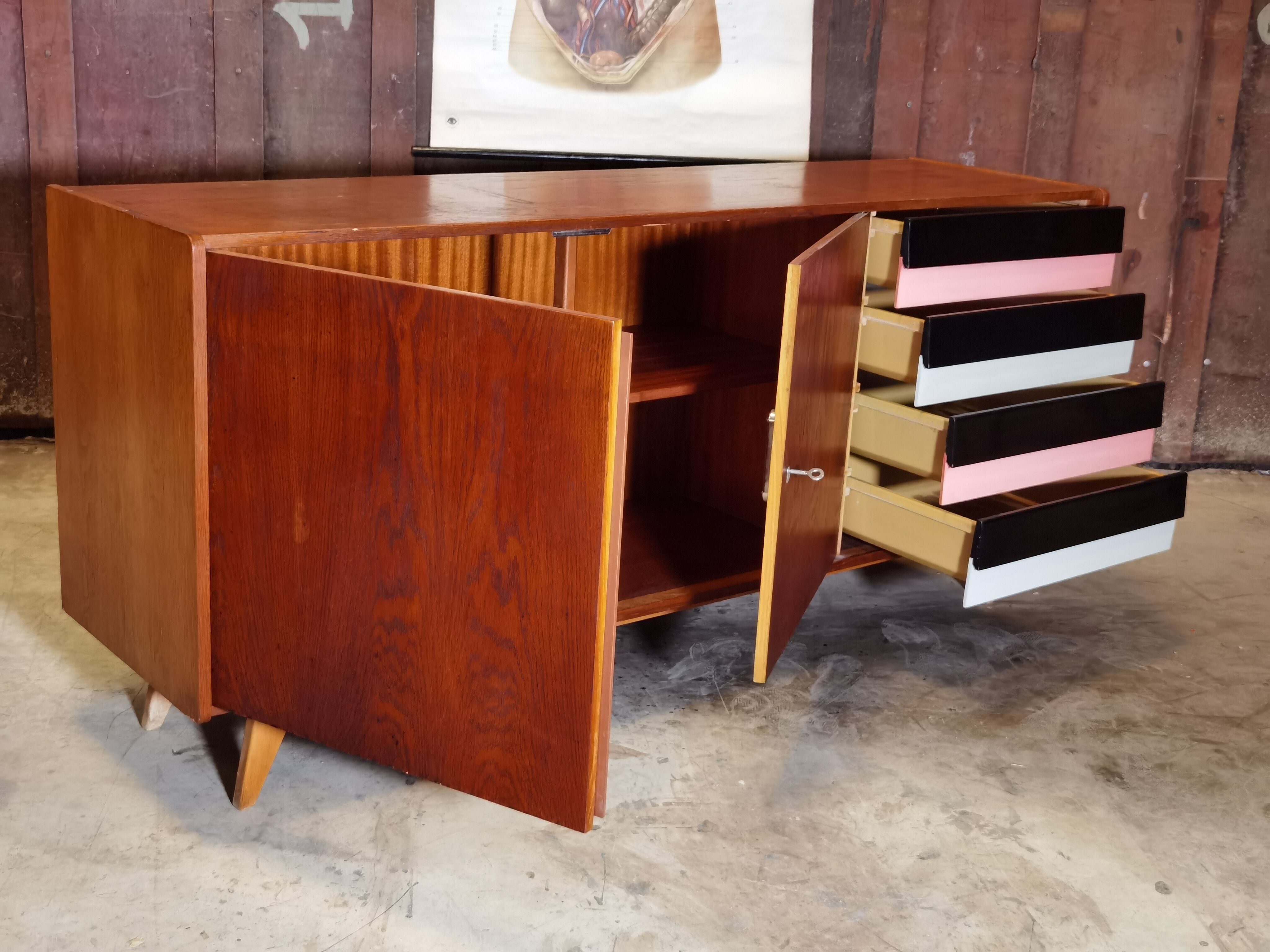 Sideboard U-460 by Jiri Jiroutek Rose and Grise