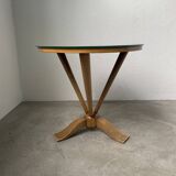 Art deco mirror pedestal table in walnut 1930