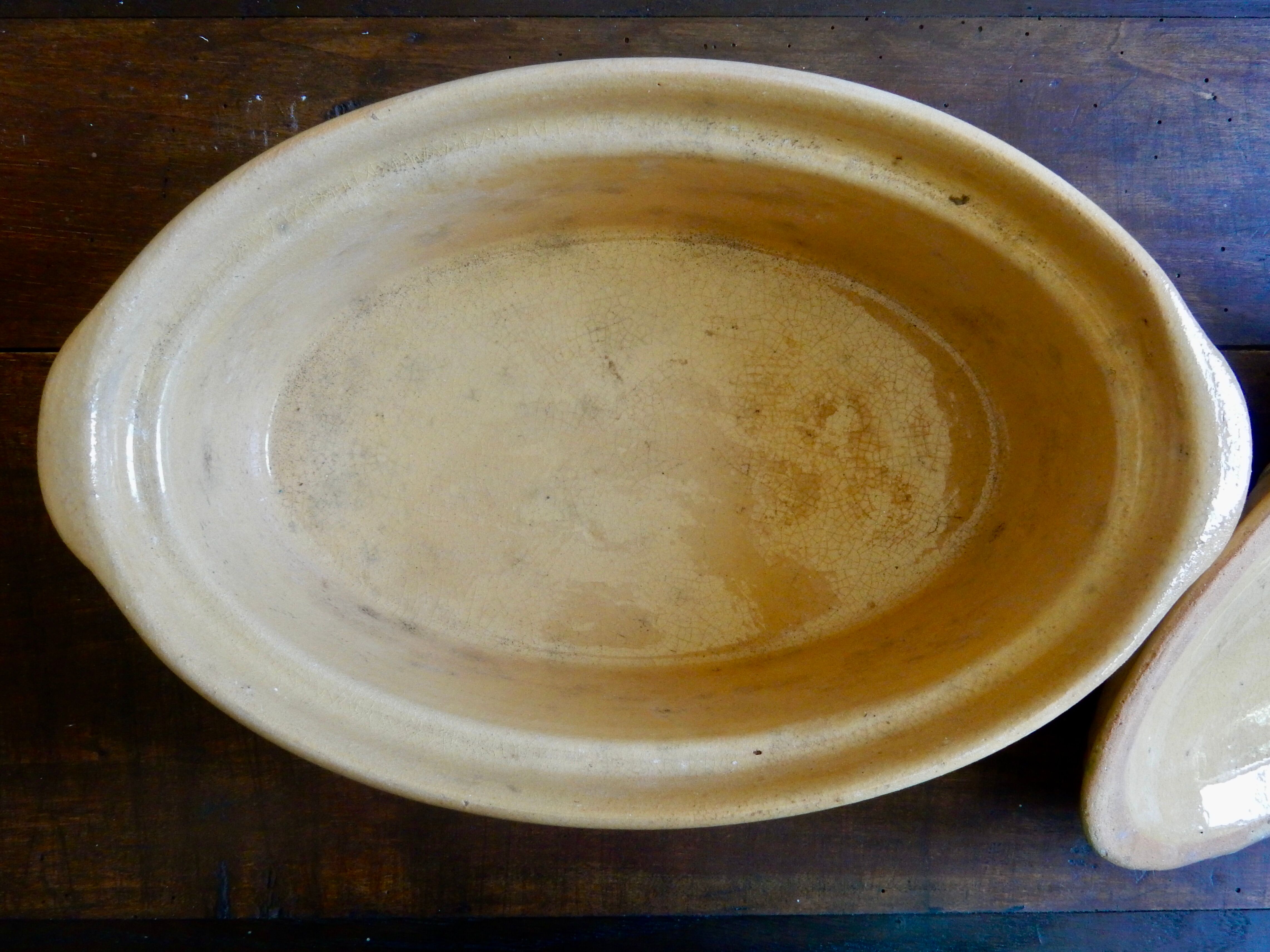 Large Alsatian terrine in ochre terracotta