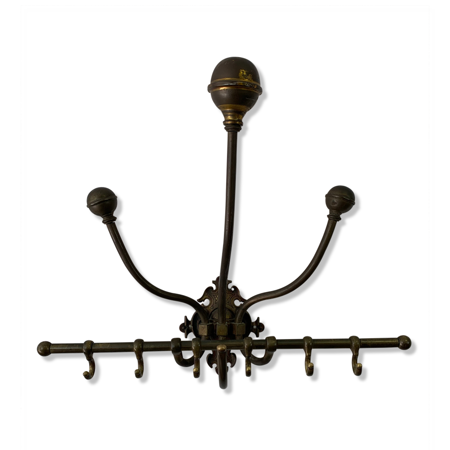 Brass wall coat rack