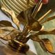Bronze and travertine water lily lamp attributed to Maison Charles, 1970s.