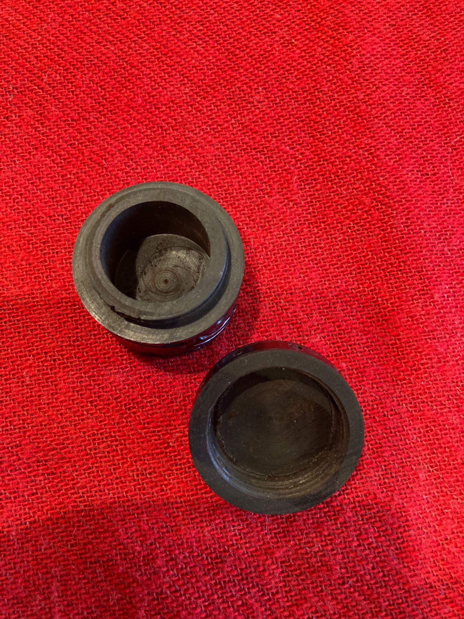 Old round box in carved ebony