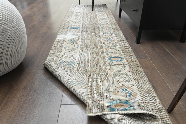 Vintage Oushak runner rug, staircase decoration 64x273.