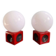 Paire de lampes de chevet en céramique rouge et opaline blanche, 1970