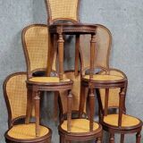 Série de 6 chaises raquettes style Louis XVI en acajou vers 1880