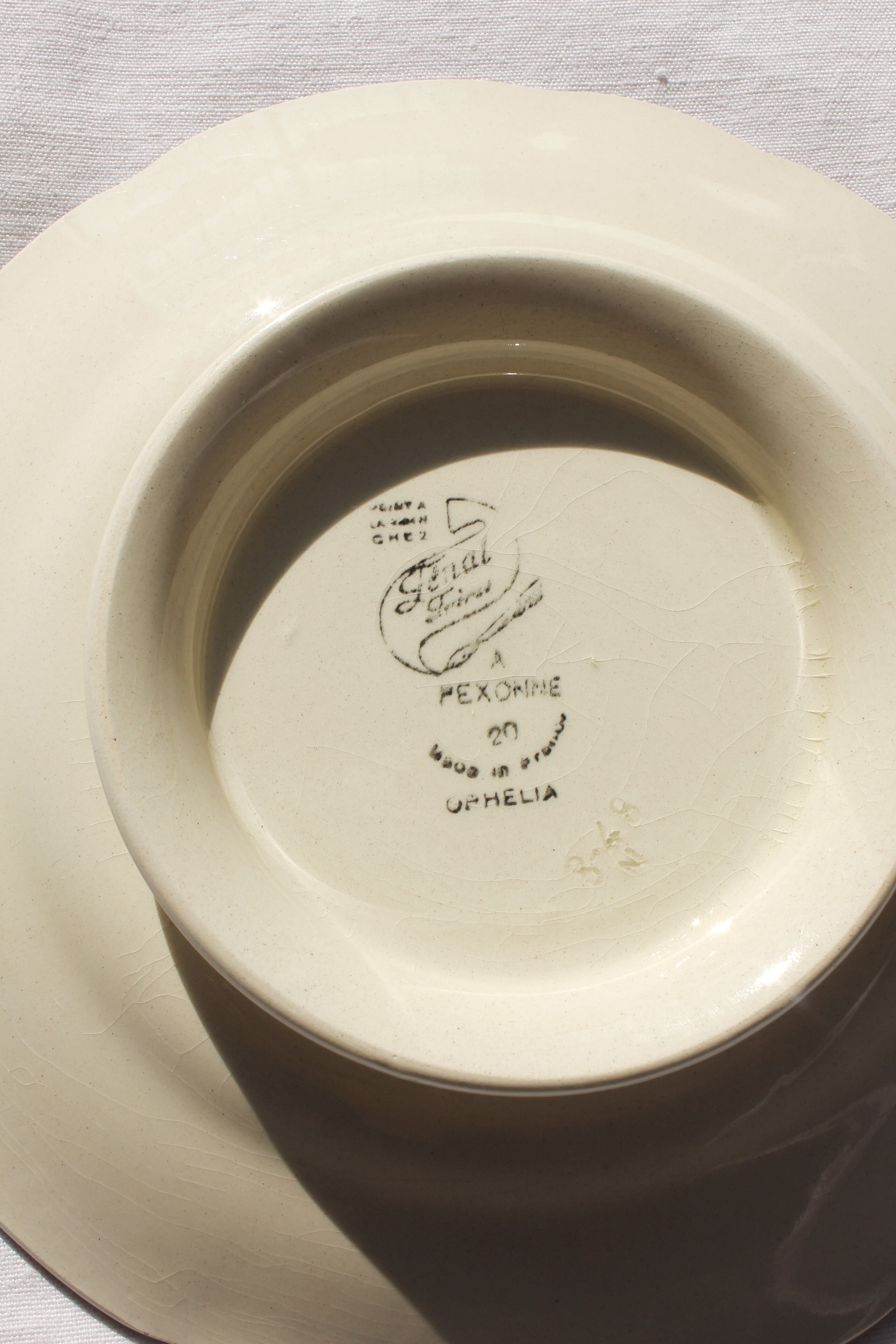 Hand-painted Pexonne footed plate or serving dish