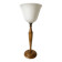 Large Art Deco lamp in Mazda style made of turned wood and opaline.
