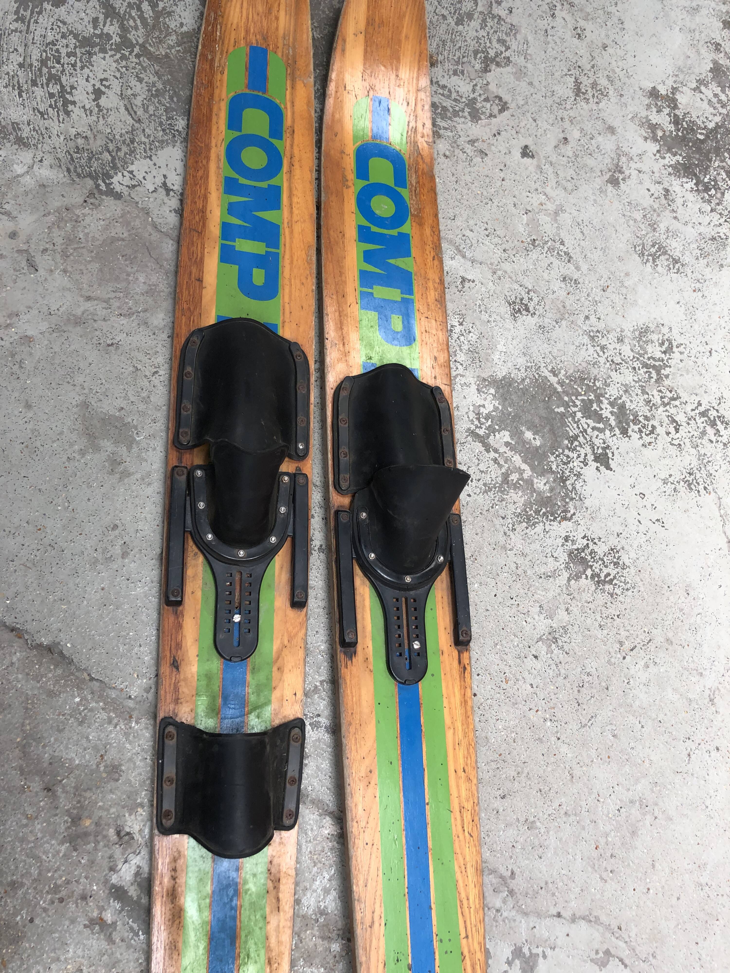Old wooden water skis