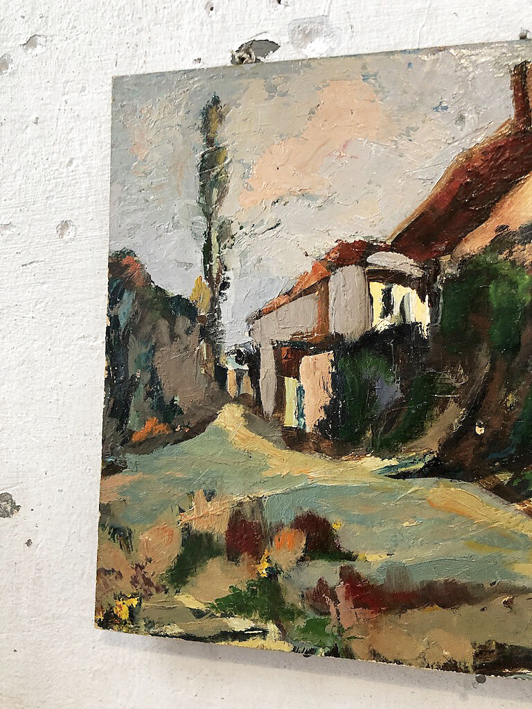 Painting oil landscape house