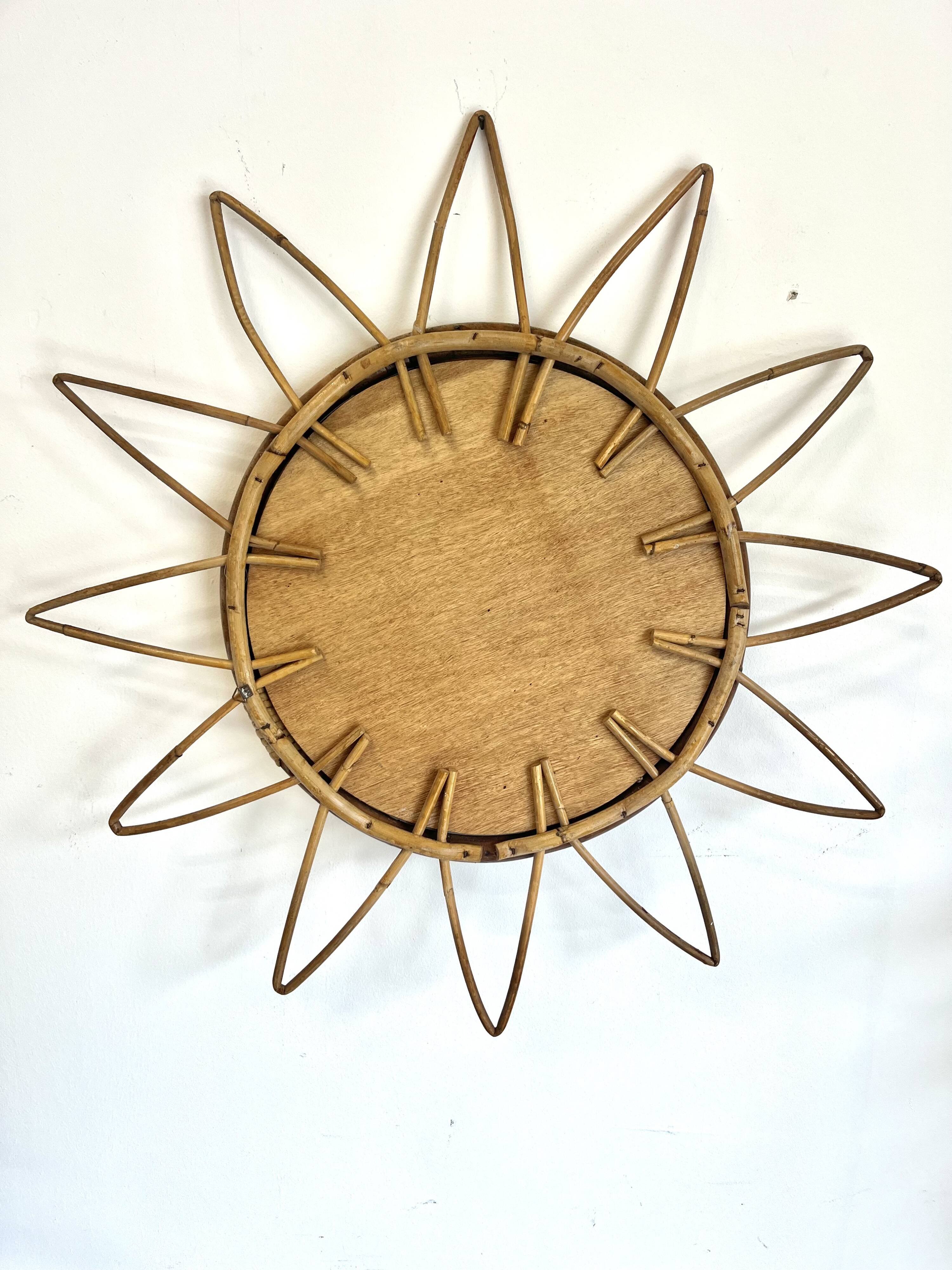 Rattan sun mirror – vintage 60s