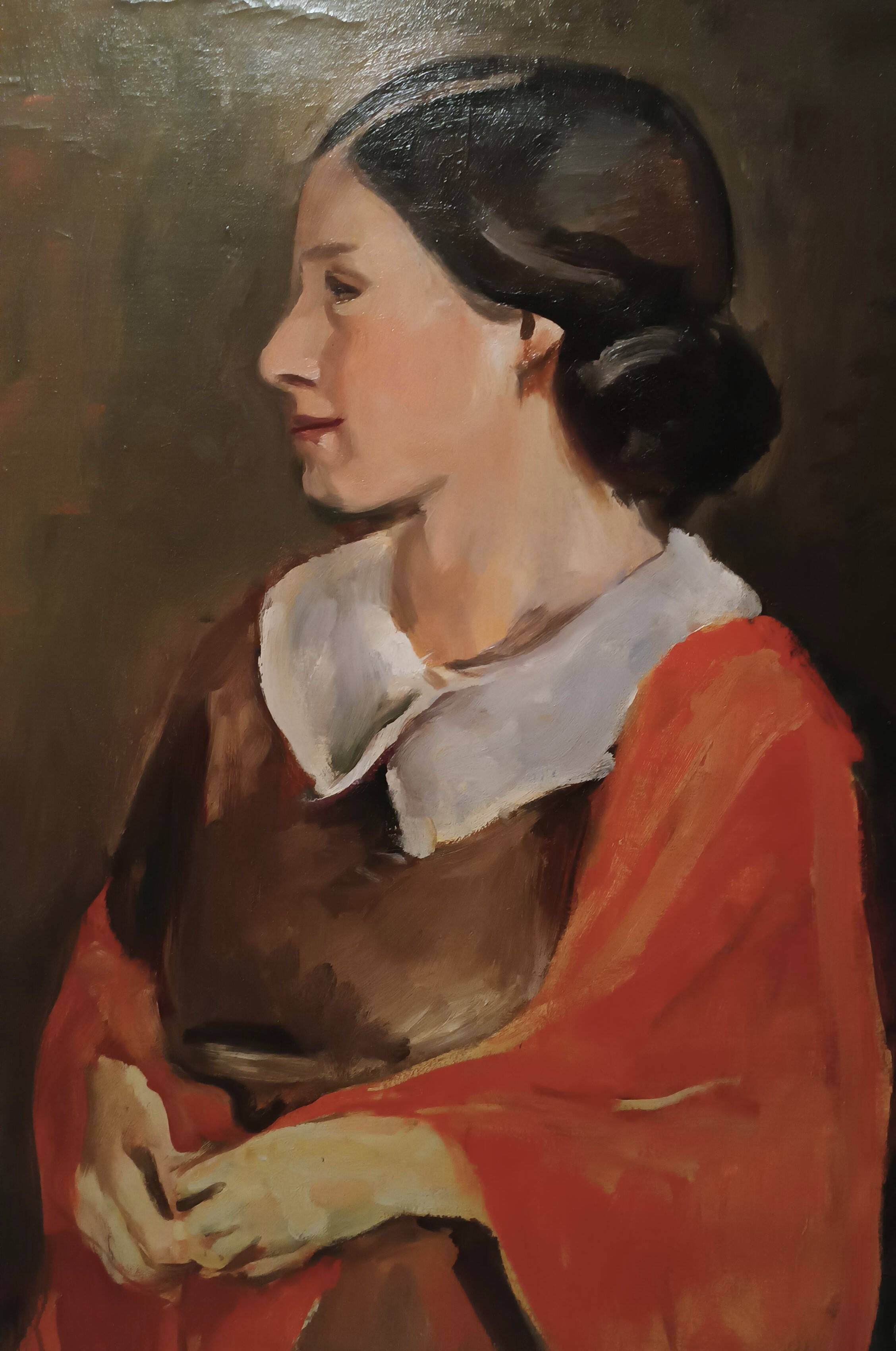 Tableau antique portrait féminin huile sur toile ennio pozzi (1893-1972)