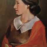 Tableau antique portrait féminin huile sur toile ennio pozzi (1893-1972)