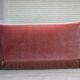 1970s, Danish 2-seater sofa, salmon pink furniture velour, oak wood.
