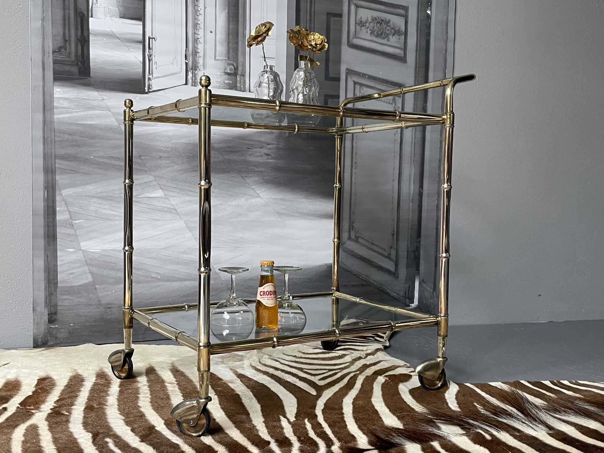Vintage Golden Bar Cart