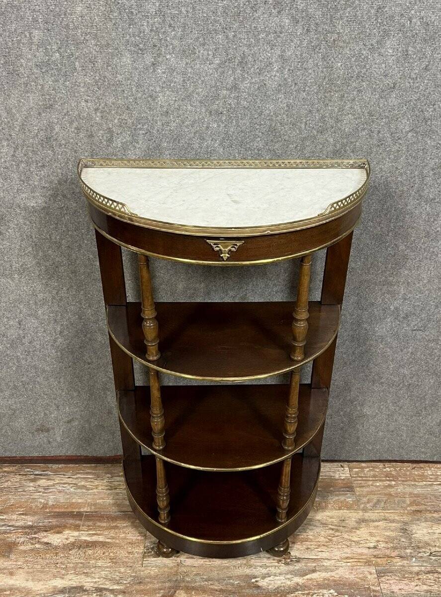 Louis XVI style half-moon Parisian shelf console in mahogany circa 1850