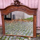 Renaissance mirror in solid carved oak, 19th century, 120x125cm