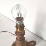 Turned wooden candlestick lamp