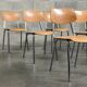 Lot de 6 chaises Tchèque " Kovonax " type école, chrome et bois 1960