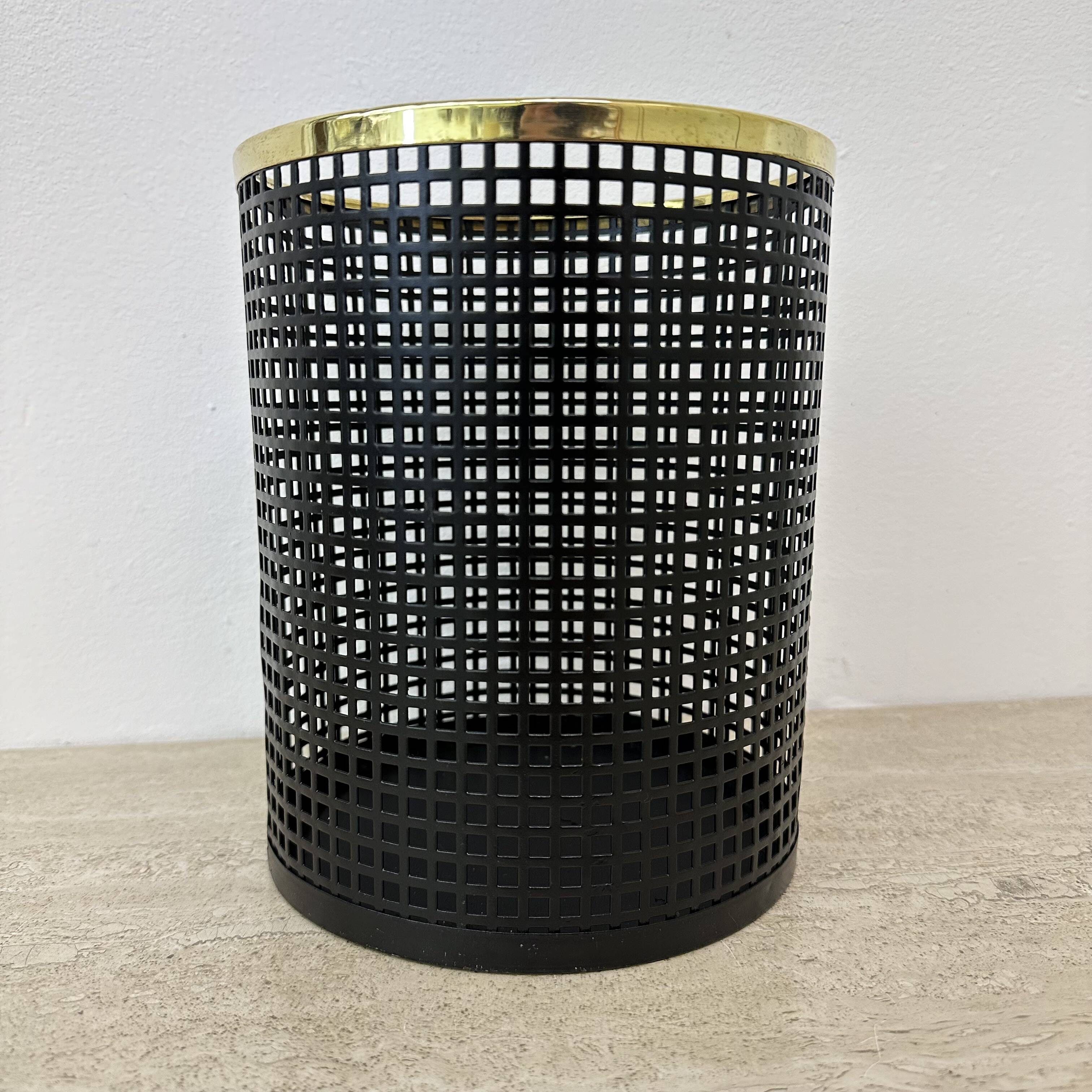Mid century design perforated metal basket / bin , 1970s