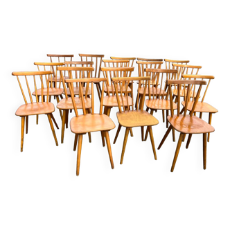Suite of 18 mismatched Scandinavian chairs