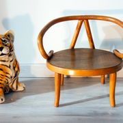 Le Corbusier style curved wood children's armchair, early 20th century