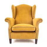 Yellow Wingback armchair, Scandinavia, 1940s