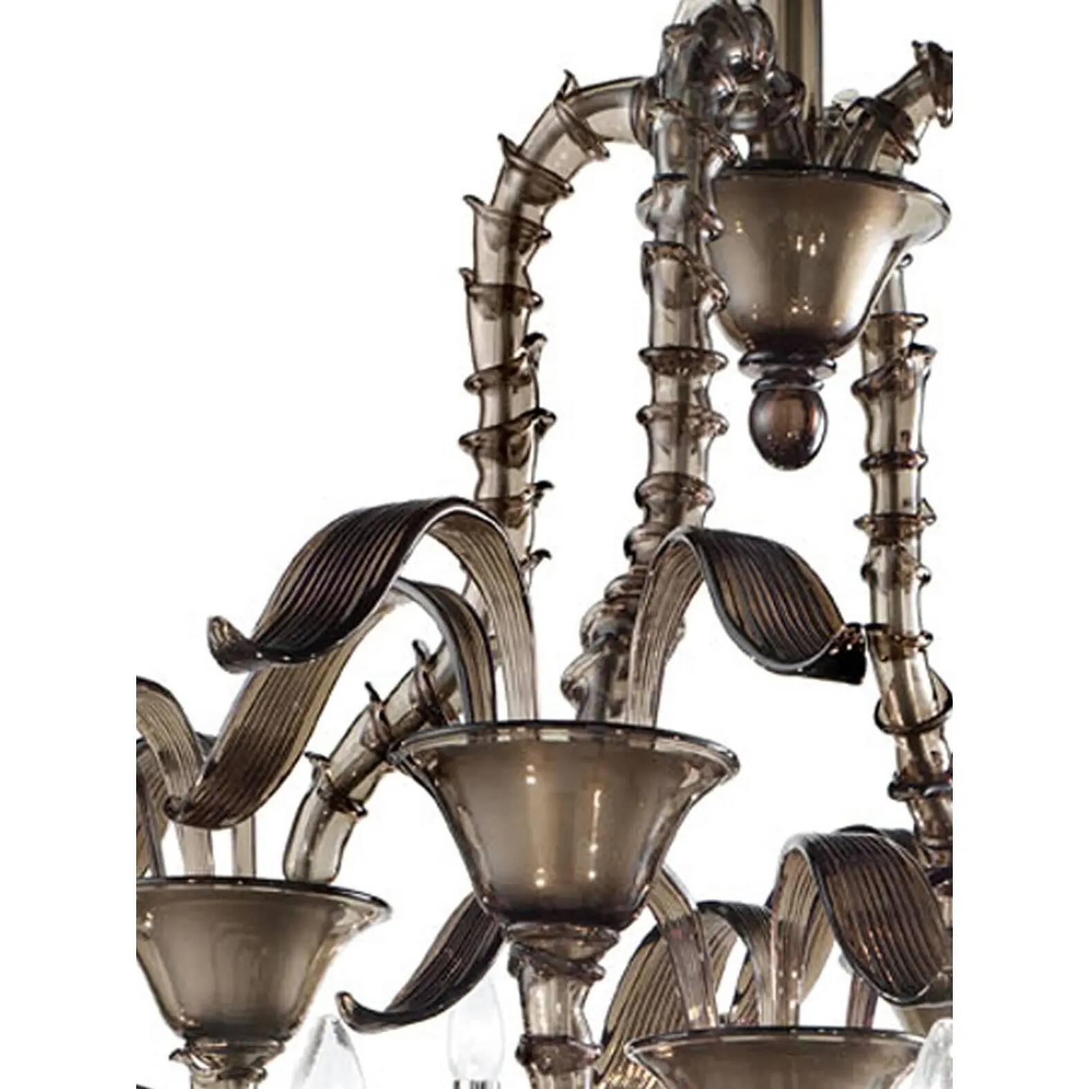 Handcrafted Modern Fumé Murano Glass Chandelier – Ca’ Rezzonico Collection