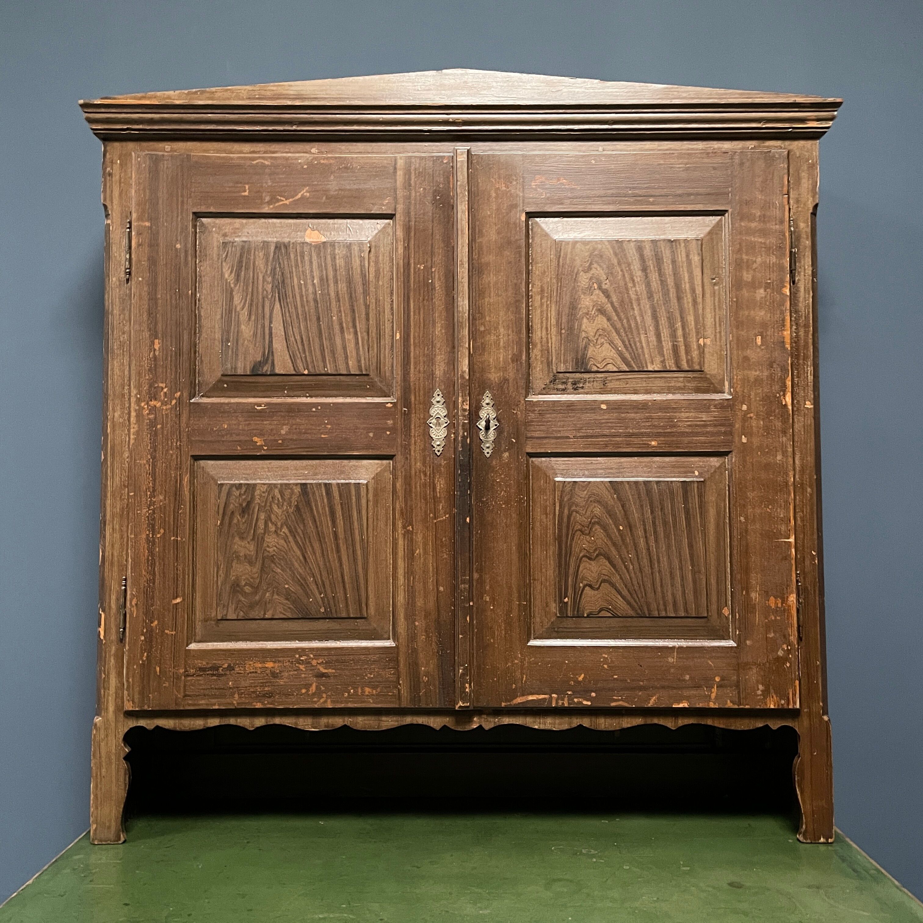 Antique painted pine desk or secretaire with wall unit from Germany late 1800s.