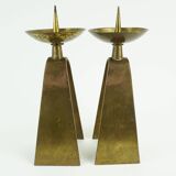 pair of mid century modern brass CANDLE HOLDERS from the 1950s / 60s