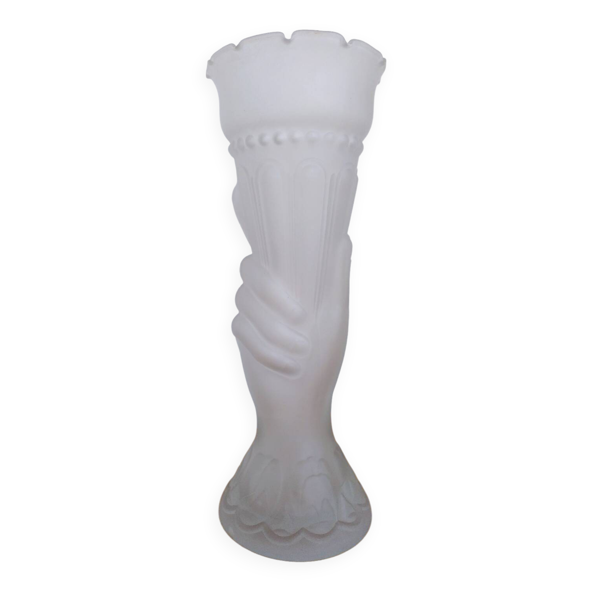 Frosted glass torch hand vase