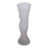 Vase main au flambeau en verre depoli