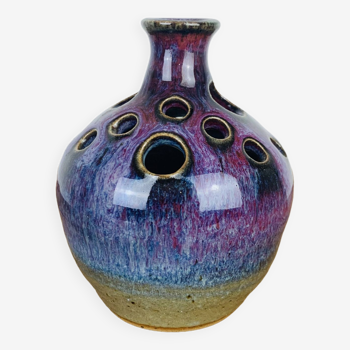 Vase pique fleurs céramique violette