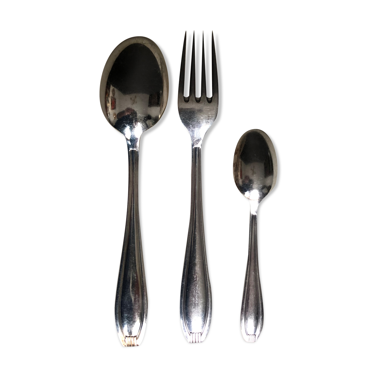 Silver metal housewife modernist model of the 60s (37 pieces)